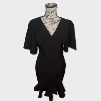 NWT Lian Yi Fang black formal fancy cocktail dress short sleeved size woman  Med | eBay
