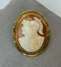 Raro Romano Warrior Doppio Cover Cammeo Spilla 10K Oro Antico Vittoriano