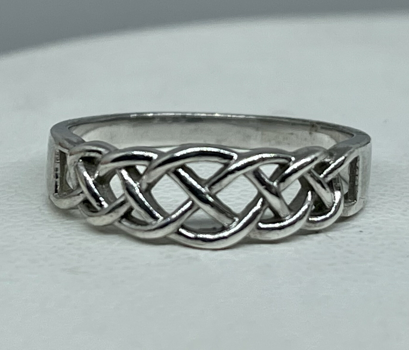 BRAIDED PATTERN STERLING SILVER RING: Bright, Uni… - image 1