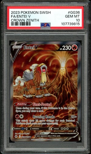 PSA 10 GEM MINT Entei V GG36 Crown Zenith Pokemon Card