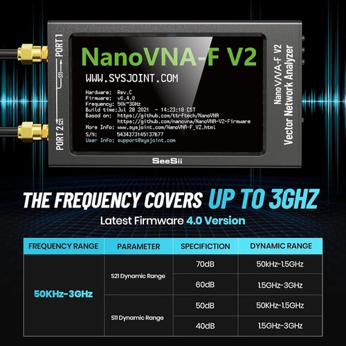 NanoVNA-F 50k-3GHz HF VHF UHF VNA Vector Antenna Network Analyzer 4.3inch 5000mA - Picture 4 of 11