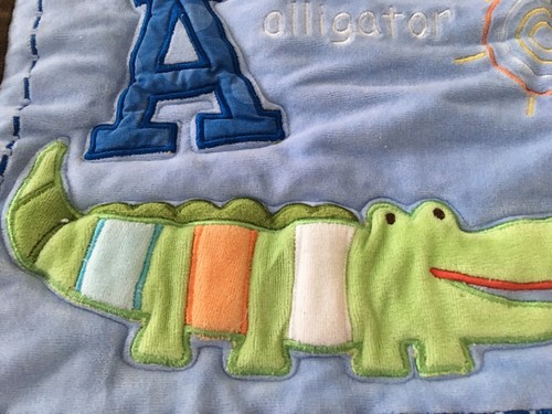 Just Born Baby Crib Quilt Blanket Letters Numbers Textured Applique Embroidered - Picture 3 of 12