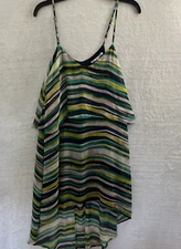Collective Concepts Woman Tunic Top Multicolor Small Striped Sleeveless Polyeste