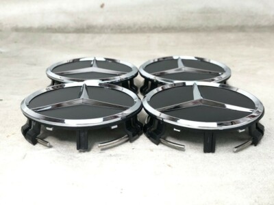 4 Pcs Black for Mercedes Benz Alloy Wheel Center Cover 75mm Badge Hub ...