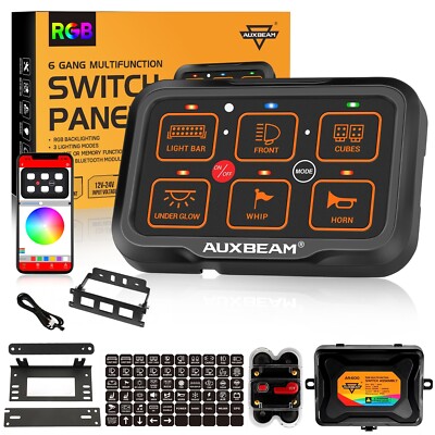 AUXBEAM AR-600 6 Gang RGB Switch Panel LED APP bluetooth Control LED ON/OFF ATV
