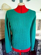 White Stag Teal/Blue-Green Cable Knit Long Sleeve Crew Pullover Sweater XL 16-18