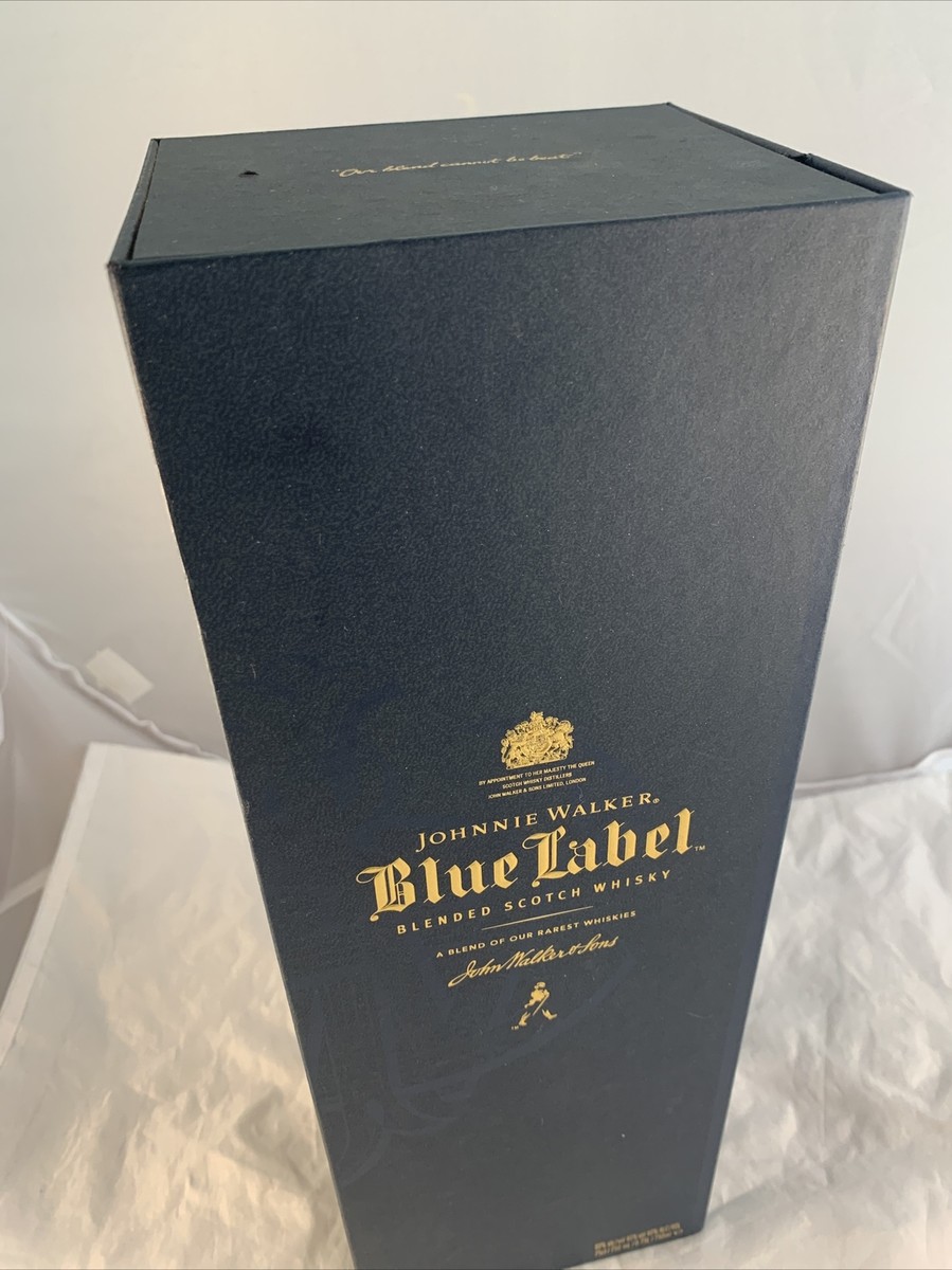 Johnnie Walker Blue Label EMPTY WHISKEY BOTTLE w/ Gift Box 750 ML