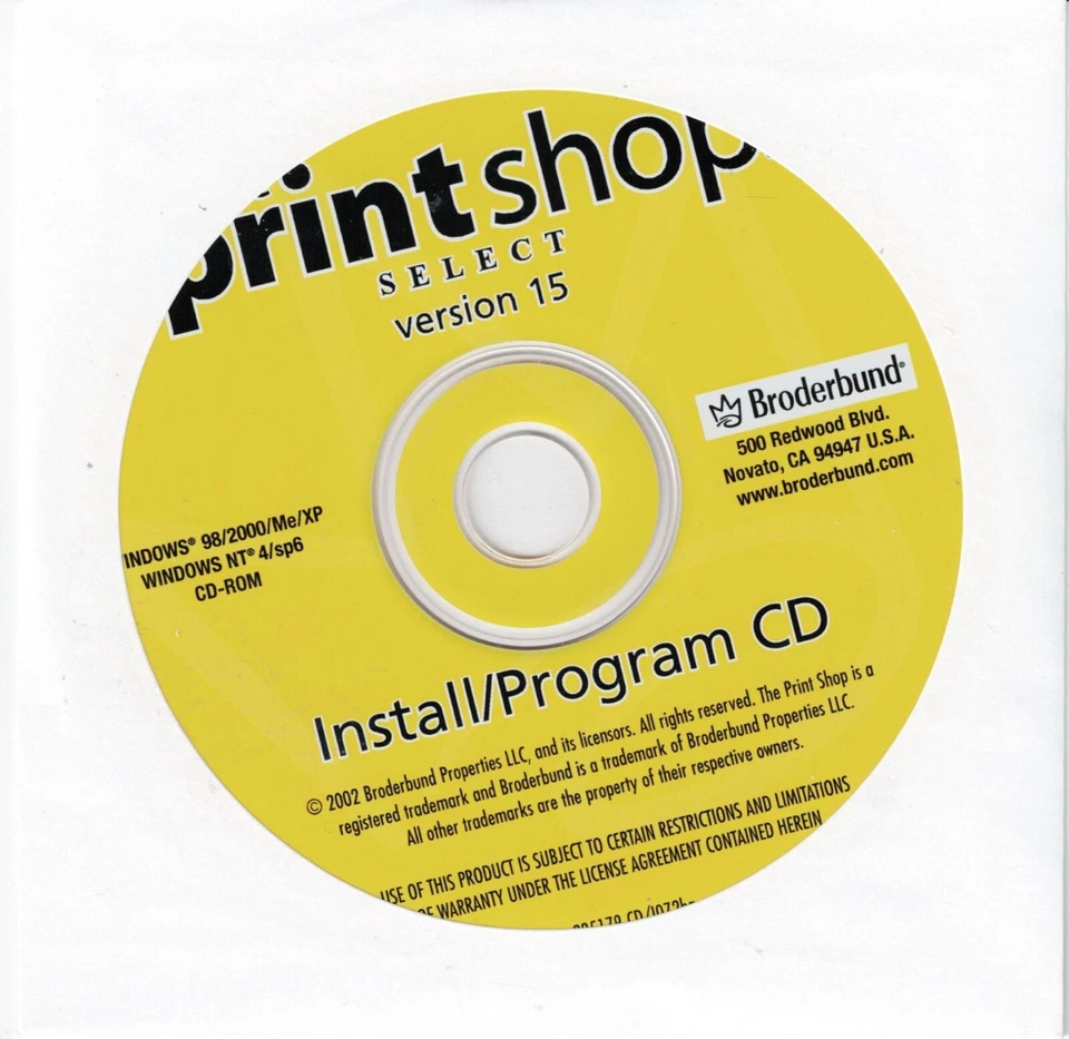 Print Shop Select 15 Pc Brand New Cd Rom Sealed In A Paper Sleeve XP - Image 2 of 3