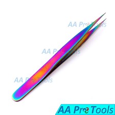 5.5" Straight Eyelash Extension Tweezers - Multi Titanium Coated - Light Weight