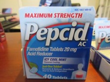 Pepcid AC Maximum Strength 20mg ICY COOL MINT 40 Tablets EXP 10/31/2026