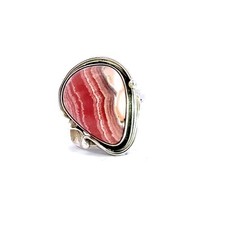 Sterling Silver Natural Rhodochrosite Ring Size 8 5/8 x 3/4 Inch