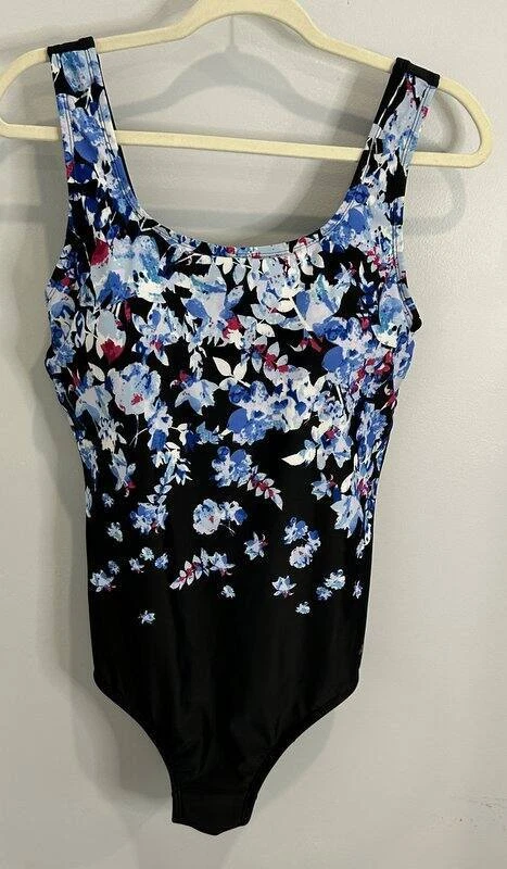 Swimsuits for All Aquabelle Womens Onepiece Swimsuit Black Blue