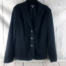 Apt 9 Stretch Womens Size 14 Black 3 Button Lined Suit Blazer Jacket