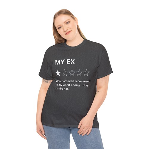Funny 1 Star Review Unisex Tee My Ex Sarcastic Graphic T-Shirt My Worst Enemy - Picture 57 of 137