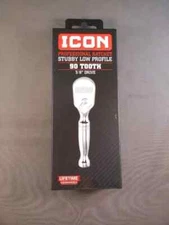 ICON PROFESSIONAL 56196 STUBBY LOW PROFILE 90 TOOTH 3/8 DRIVE RATCHET- BRAND NEW