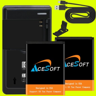 Large Power 2 x 2150mAh Battery Charger Cable Foldin Bracket f CAT S22 Flip USA