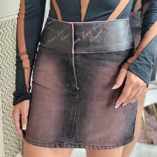 Gianni Versace Couture Vintage Logo Black Pink Mini Skirt Shorts IT40 UK 8 SMALL