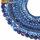 Blue Metallic Coated Hematite Spacer Beads Stone Jewelry Making Non-magnetic