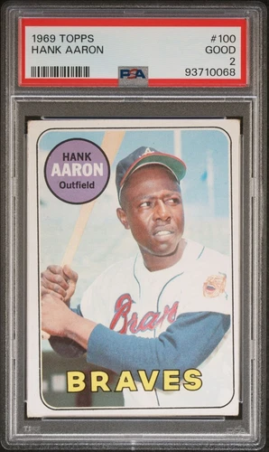 1969 Topps Hank Aaron PSA 2 Good (JUST GRADED) #100 Vintage Braves ~0068