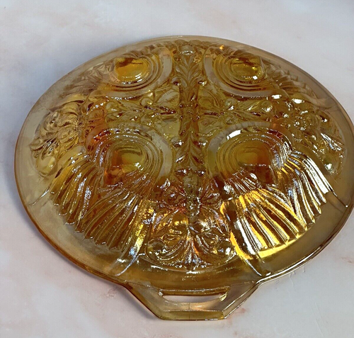 Vintage Indiana Killarney Carnival Marigold Glass Divided Candy Dish Bowl (2) - Picture 10 of 22