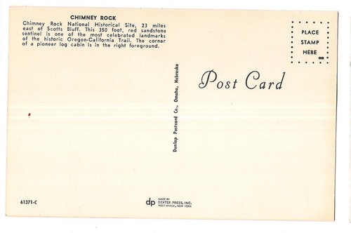 CHIMNEY ROCK Formation Historical Site Old Oregon Trail Nebraska Postcard NE - Picture 2 of 2