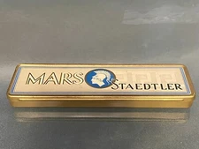 Vintage MARS  Staedtler Tin Box with Colored Pencils Eagle Faber Verithin Mongol