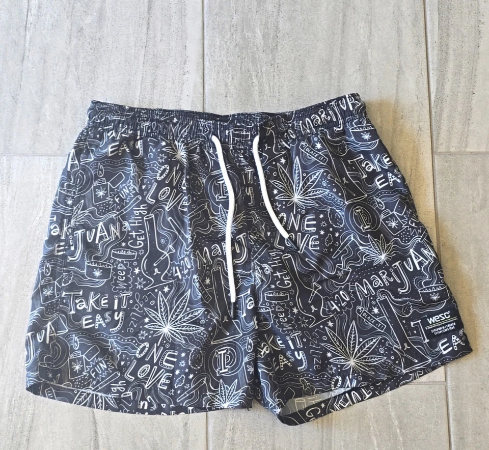 Wesc Blanco y Negro Mary Jane Be Happy Bañador Pantalones Cortos Talla S Foto 2 de 4