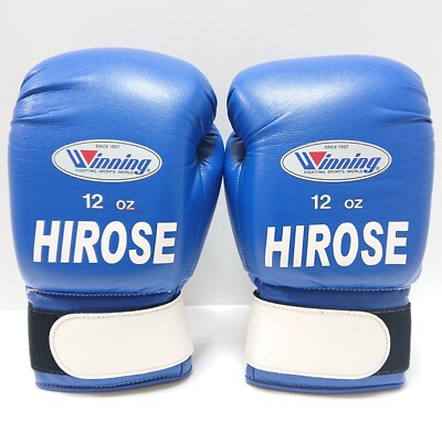 Winning Pro Boxing Gloves Am-12 Blue 12oz Lace-up Design Japan EMS
