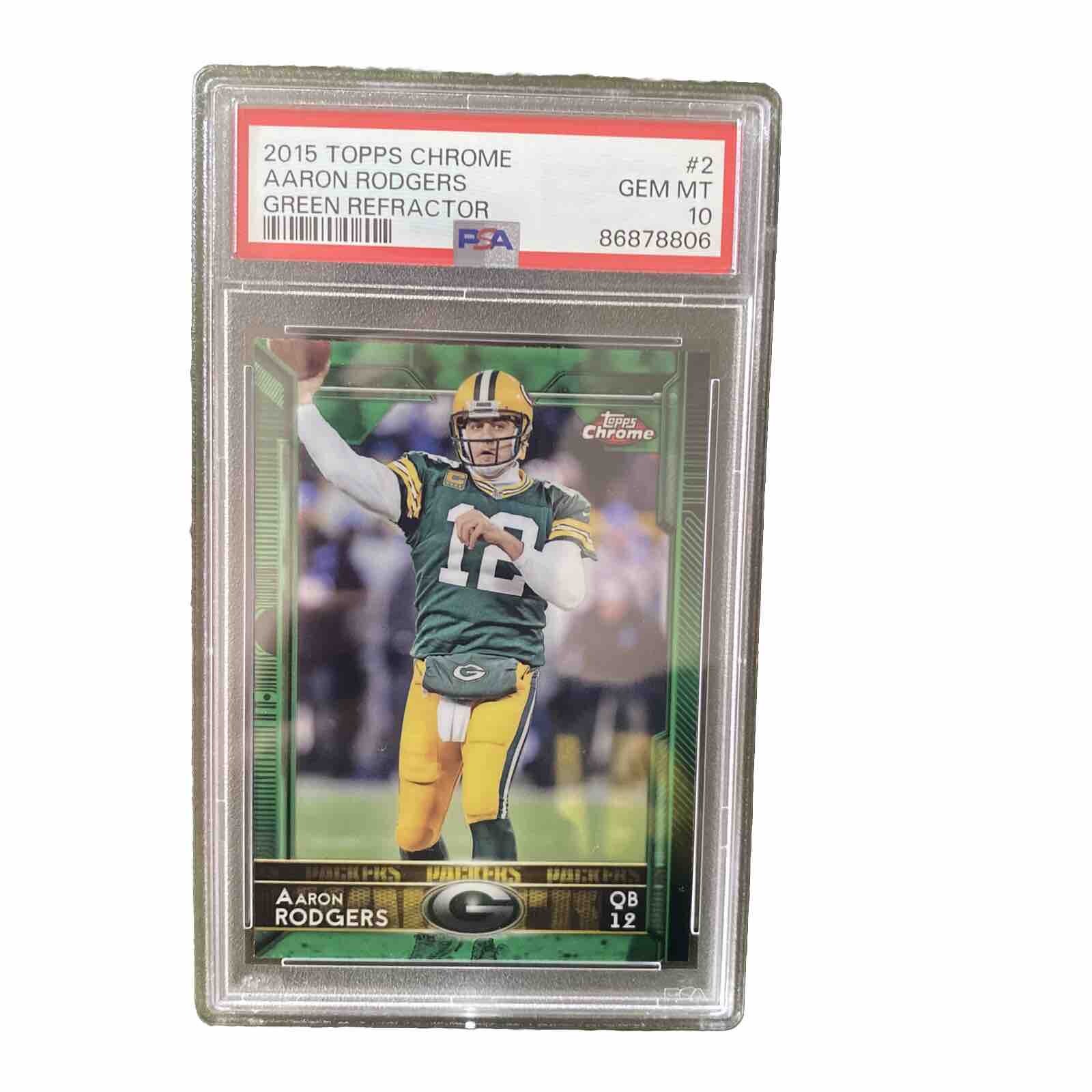 2015 Topps Chrome Aaron Rodgers Green Refractor PSA 10 #2
