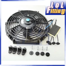 US SHIP 10'' Curved S-Blade Reversible Radiator Electric Cooling Fan & Mount Kit