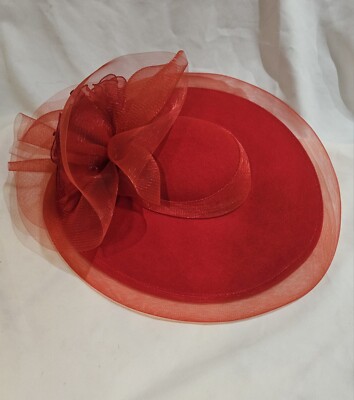 Vintage Wool Sonni San Francisco Red Hat wide brim warm perfect holiday hat EUC* Vintage 1980s Sonni of San Francisco Hat Red Wool & Net  main image 3