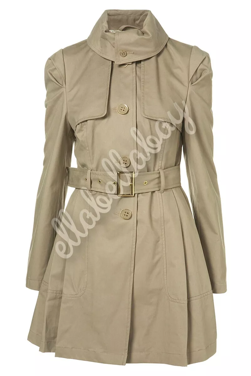 TOPSHOP Lace Up Skirted Fit Flare Floral Lined Corset Trench Mac