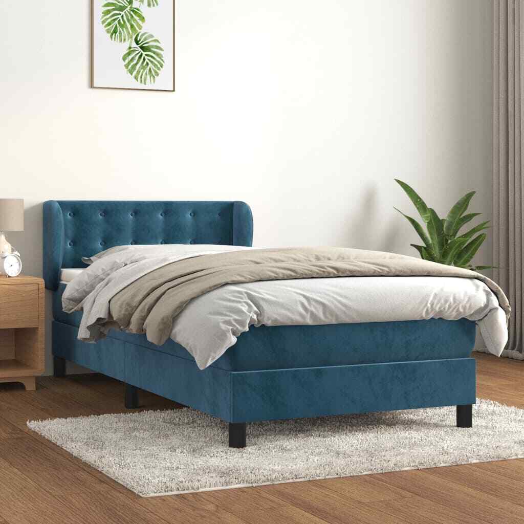 Thumbnail - Boxspringbett Mit Matratze Dunkelblau 90x190 Cm Samt