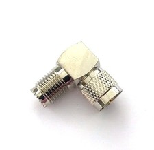 5 Pk Mini-UHF Male Plug to Female Jack Right Angle RF Coaxial Adapter Connector