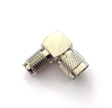 5 Pk Mini-UHF Male Plug to Female Jack Right Angle RF Coaxial Adapter Connector
