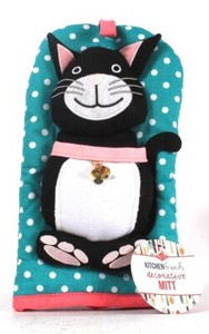 Ritz Kitchen Friends Whiskers The Black & White Cat w/Bell Decorative One Mitt