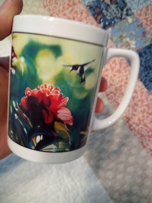 Bergquist Imports Hummingbird & Flower  Tall Tea Cup  Coffee mug-Elegant