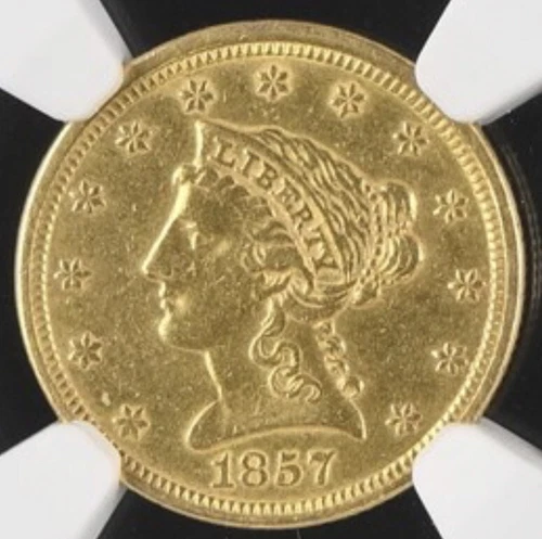 🔥🔥1857 $2.50 Liberty Head Quarter Eagle Gold NGC AU Details Coin🔥🔥