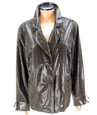 Chi By Falchi Faux Snake Python Jacket Plus Size 1x Brown Shiny Look Coat
