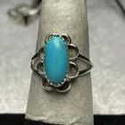 Vintage Sterling Silver 925 Ring Oval Stone with Turquois Appearance Size 8.75.