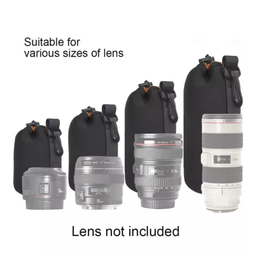 2X S-XL Naranja Neopreno Suave DSLR Cámara Lente Bolsa Almacenamiento Cubierta Estuche EE. UU. - Imagen 3 de 25