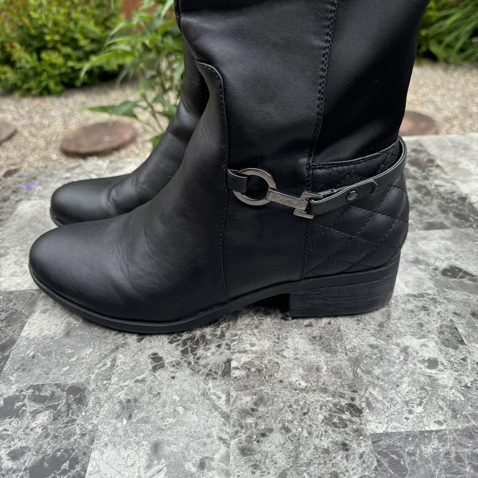 LAURA ASHLEY Knee High Block Heel Boots Black Suede Zip Size 10 M - Image 3 of 4