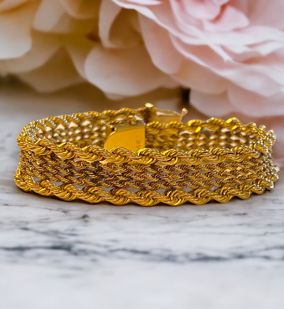 GORGEOUS 14k Solid Yellow Gold Heavy 10mm Fancy Rope 7