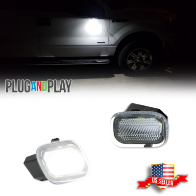 2x White LED Side Mirror Puddle Lights For 17-22 F-150 F250 F350 F450 Super Duty
