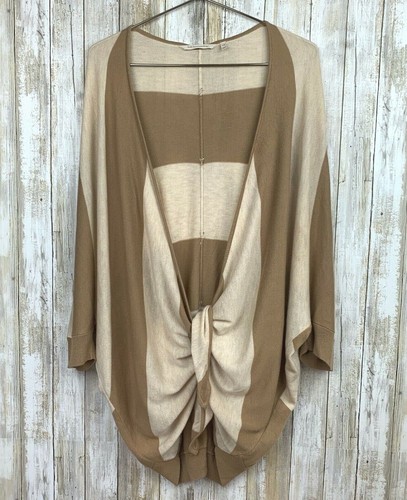 Soft Surroundings Beige Stripe Open Cardigan Duste