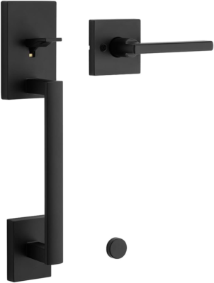 #ad Matte Black San Clemente Entry Handleset with Reversible Lever No Lock $162.99