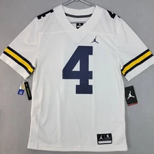 Michigan Wolverines Jordan Football Away Jersey #4 White Mens Small AO9923-100