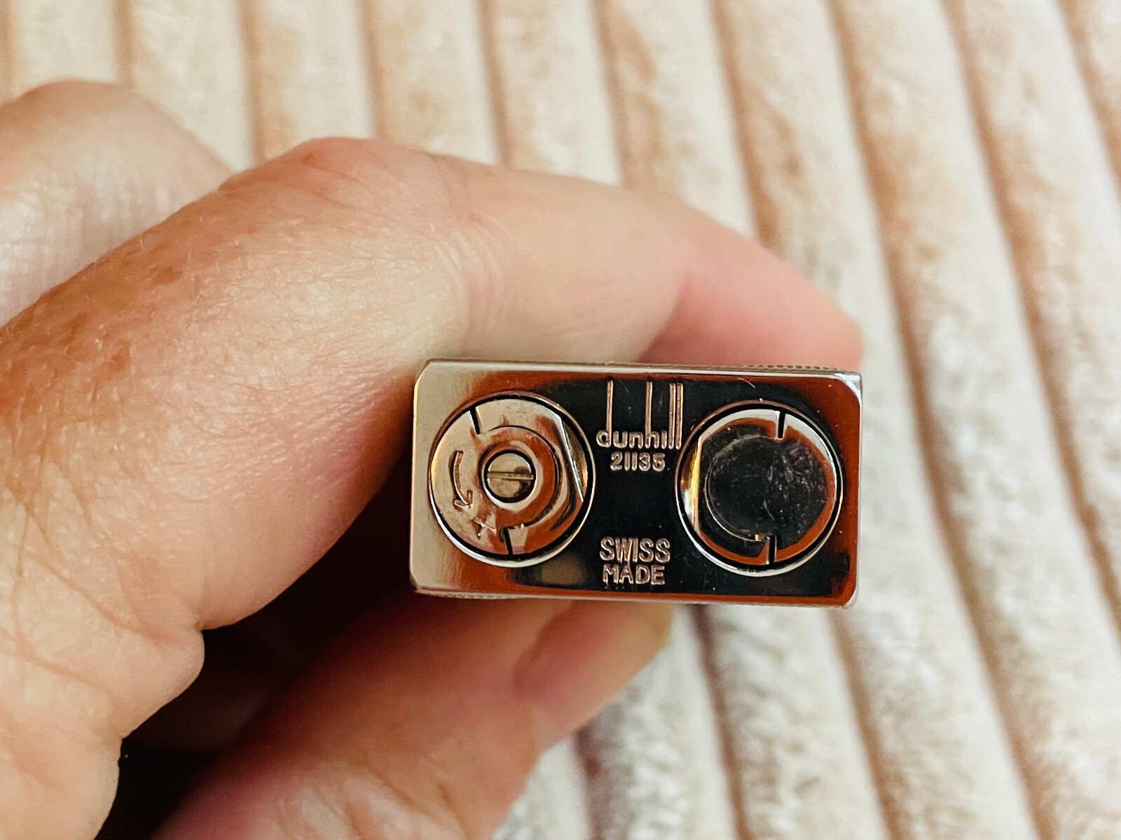Old Vtg 1980's DUNHILL Rollagas Butane Lighter Art Deco Logo Swiss Made W/Case