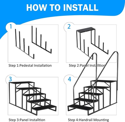 RV Step w/ 2 Handrails 5 Step Hot Tub Stairs Safety for RV, Camper, Mobile Home - Picture 5 of 11