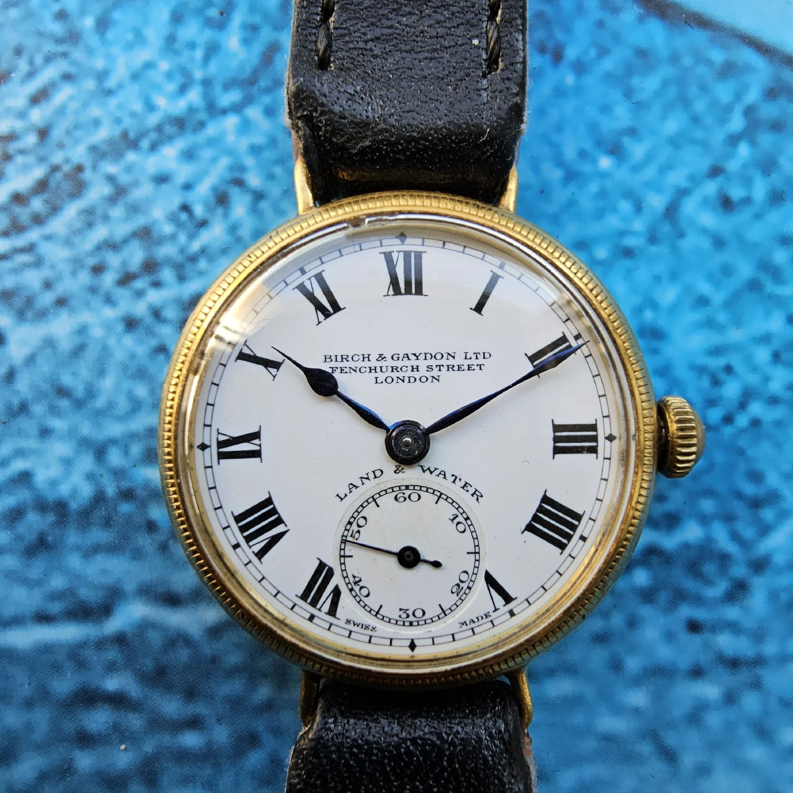 Zenith — Vintage 18k Solid Gold Zenith Land & Water Men's Watch Birch & Gaydon  18ct 30mm